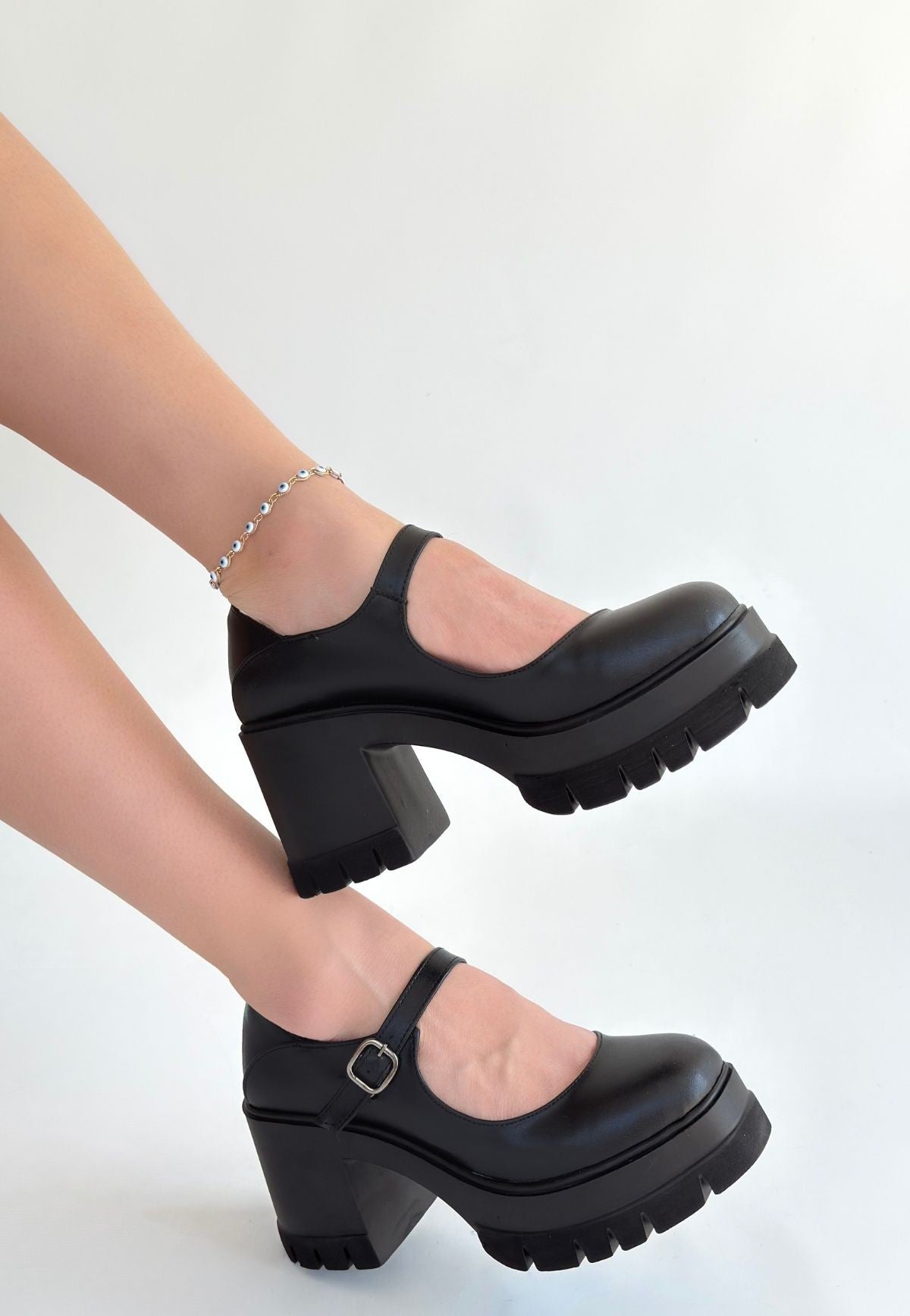 Dlor Siyah Cilt Dolgu Topuk Ayakkabı