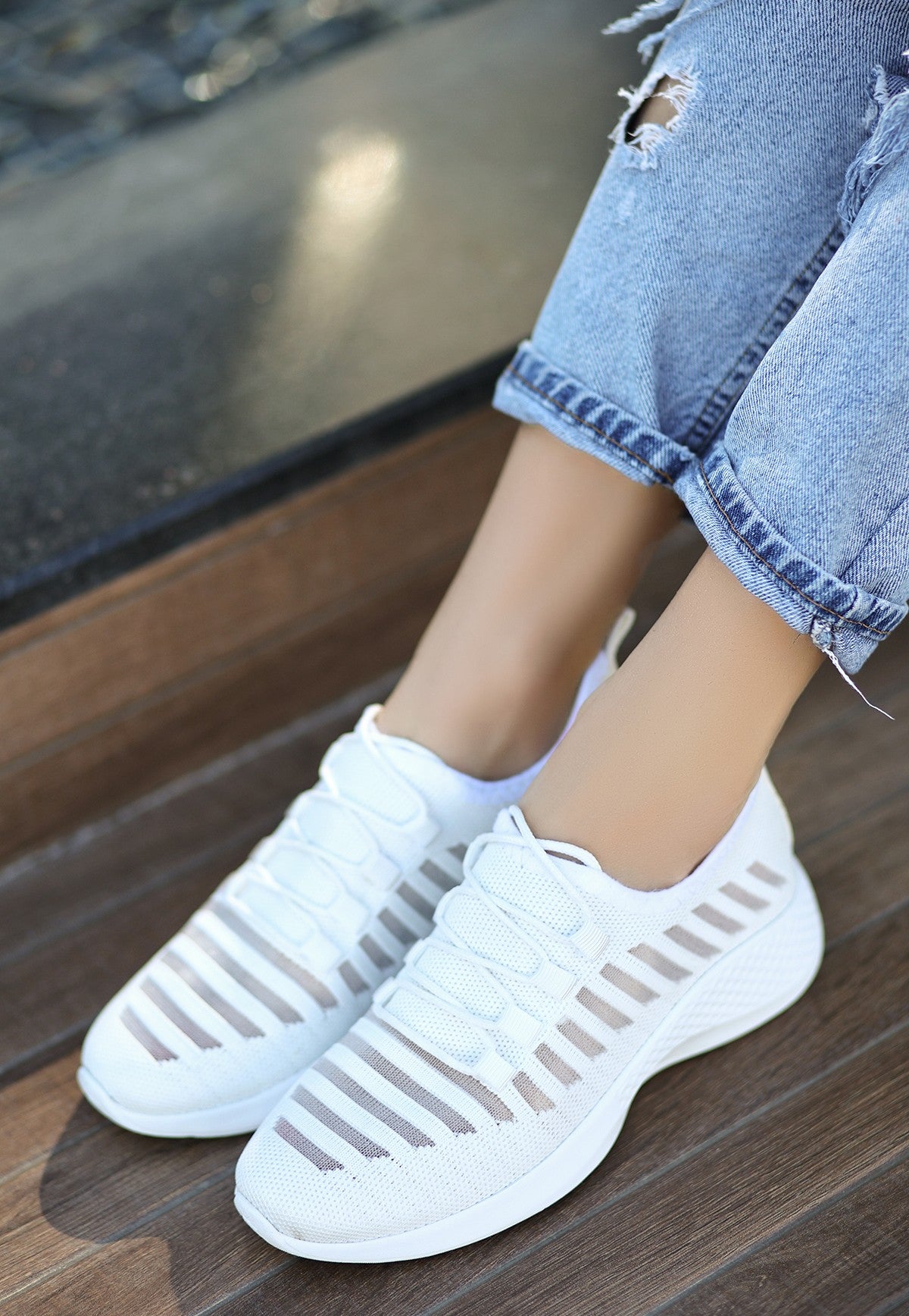 Wina Beyaz Triko Spor Ayakkabı