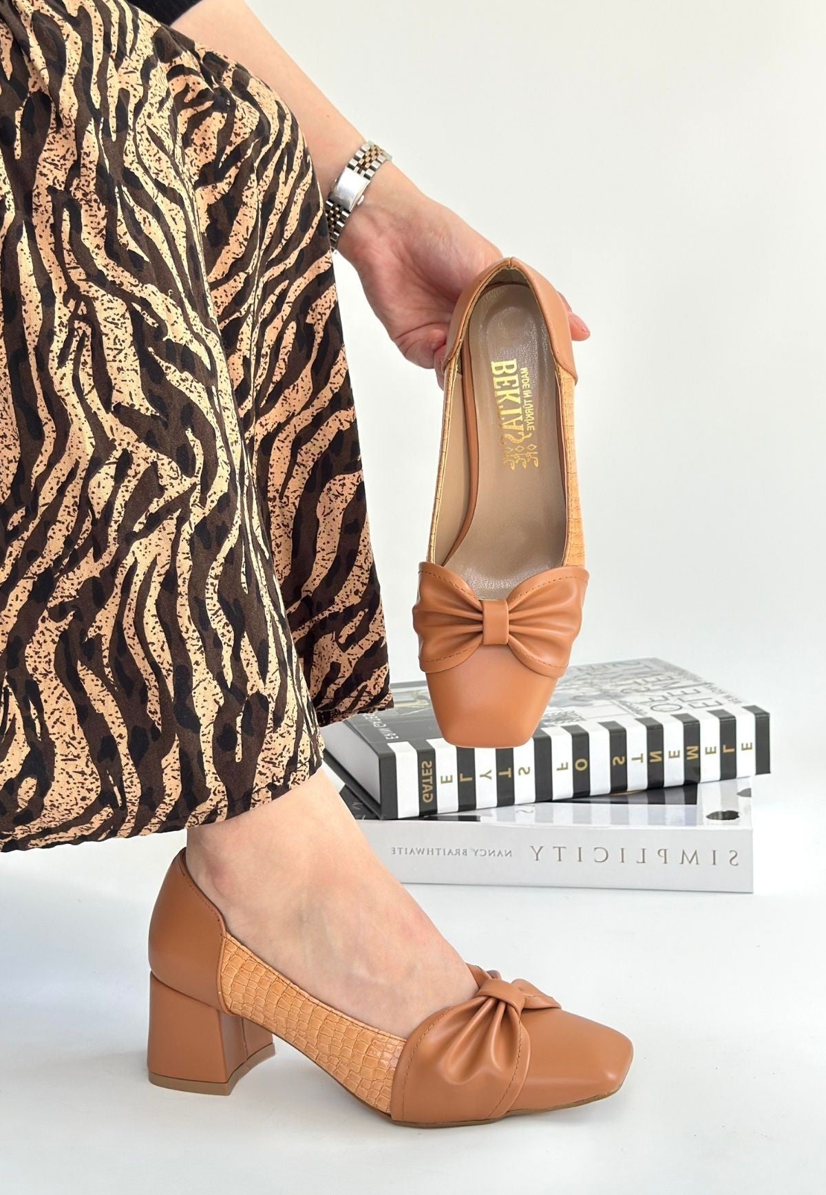 Agnet Taba Cilt Topuklu Ayakkabı