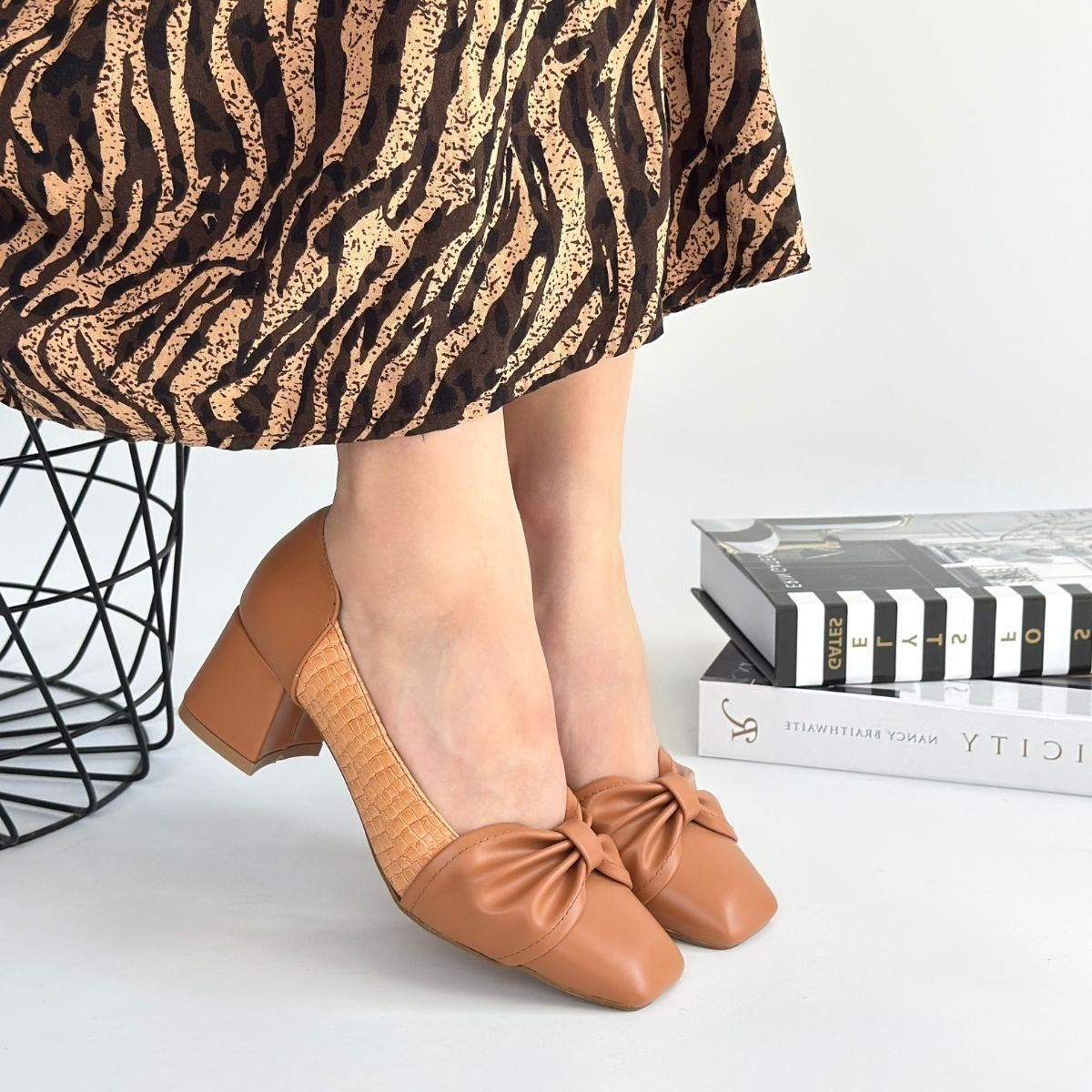 Agnet Taba Cilt Topuklu Ayakkabı