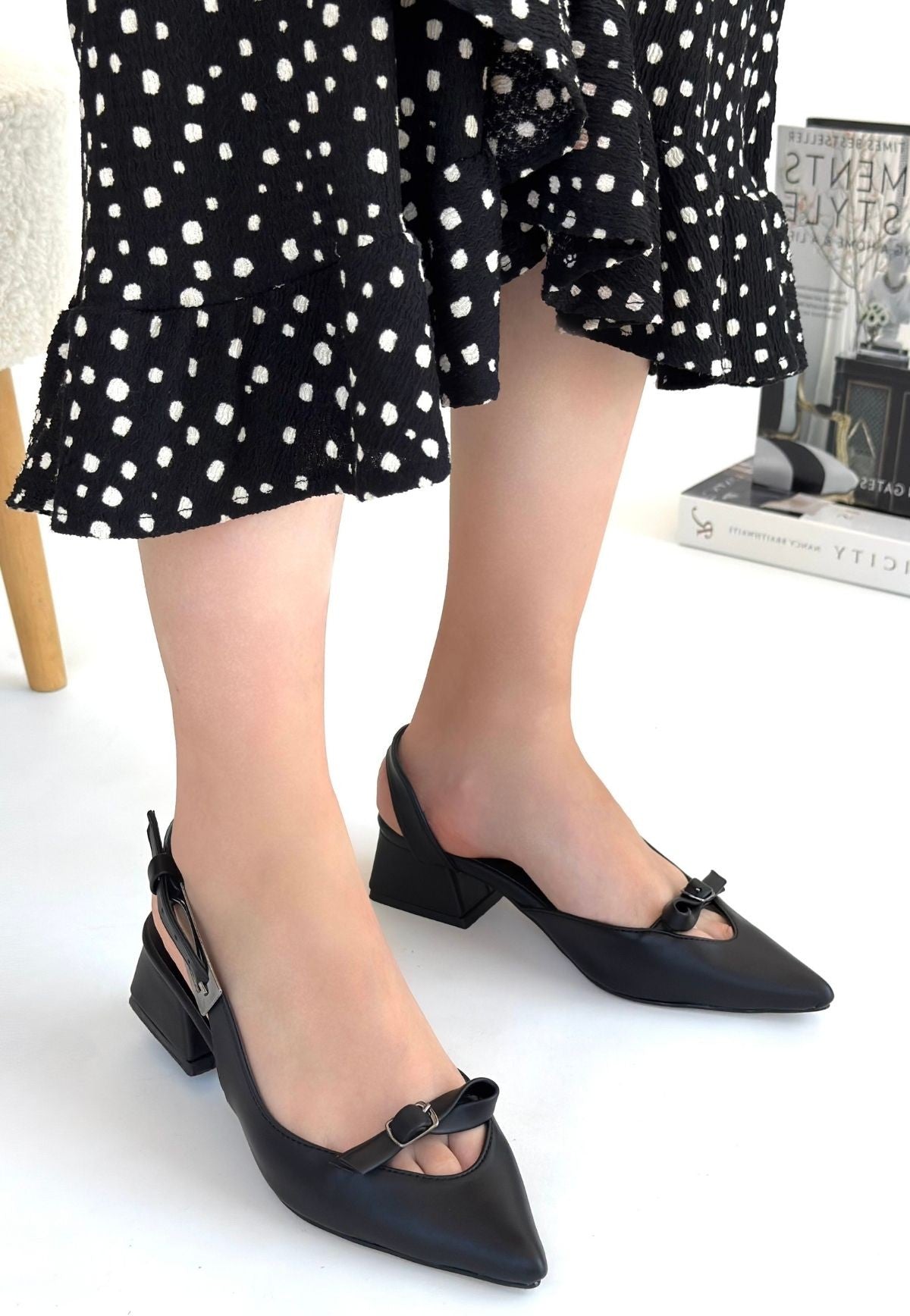 Rewat Siyah Cilt Topuklu Ayakkabı