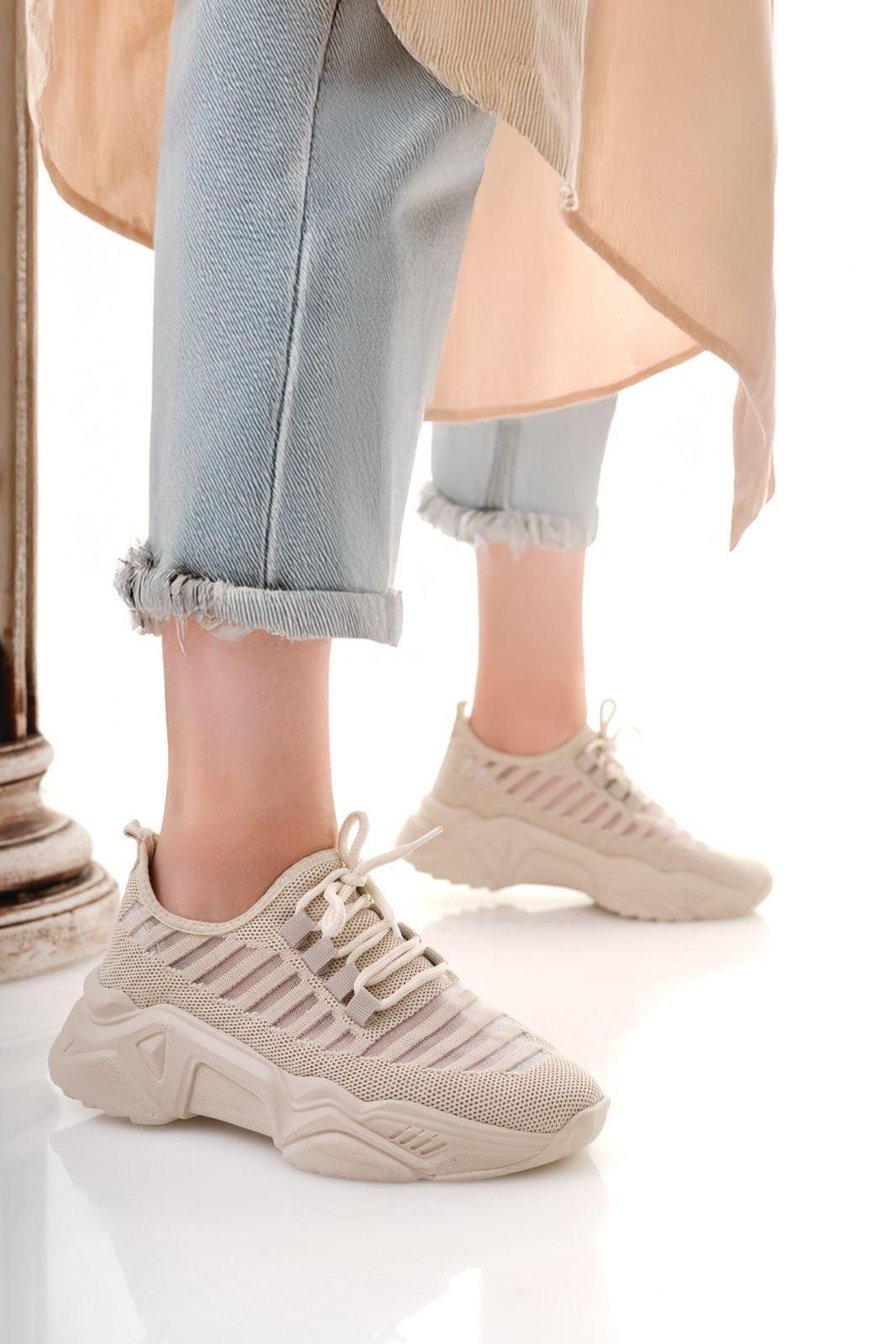 Ante Bej Triko Bağcıklı Spor Ayakkabı