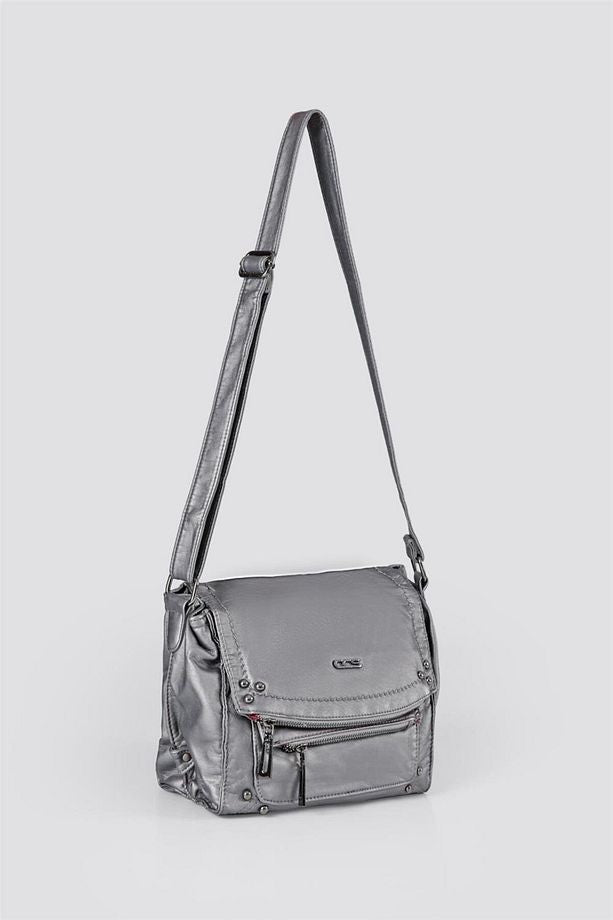 Witer Gri Cilt Omuz Çantası