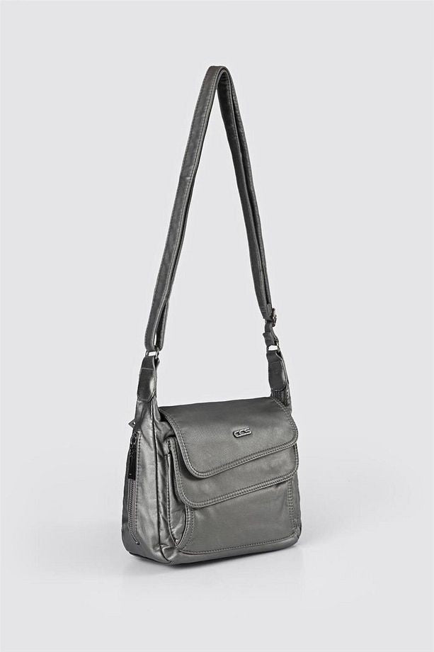 Jelli Gri Cilt Omuz Çantası