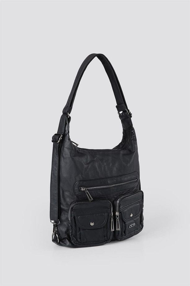 Kinya Siyah Cilt Omuz Çantası