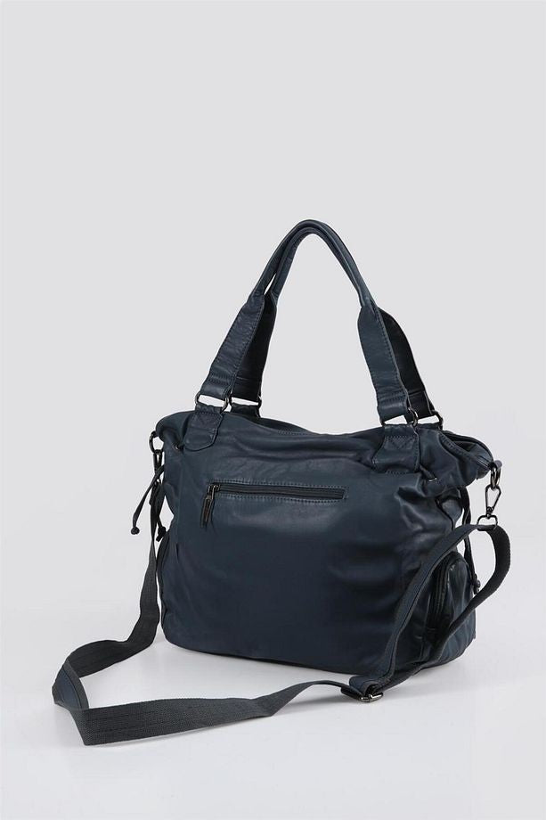 Katti Mavi Cilt Omuz Çantası