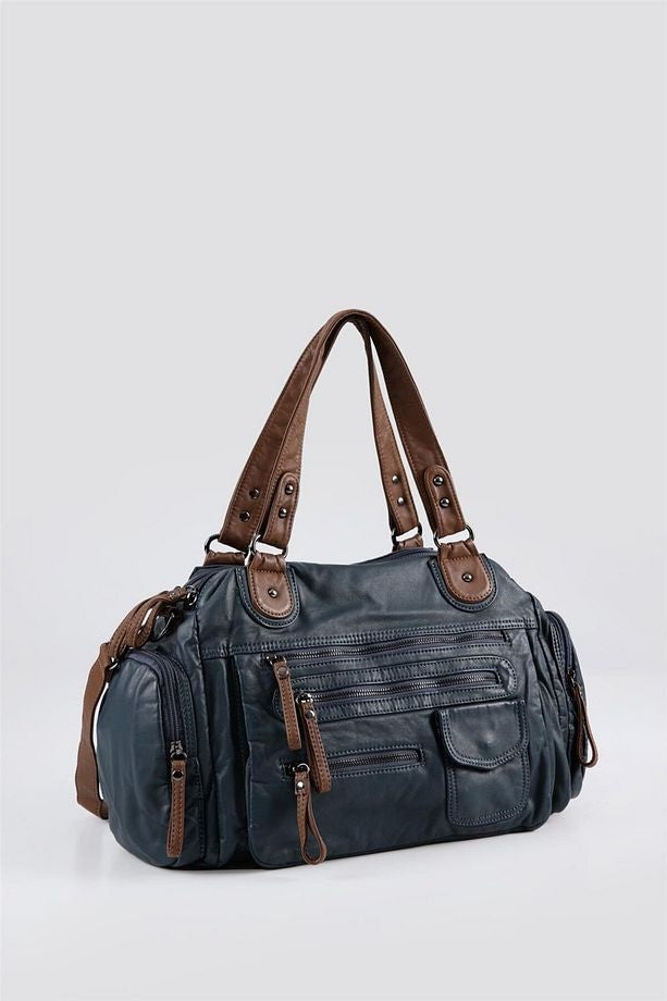 Orten Mavi Cilt Omuz Çantası