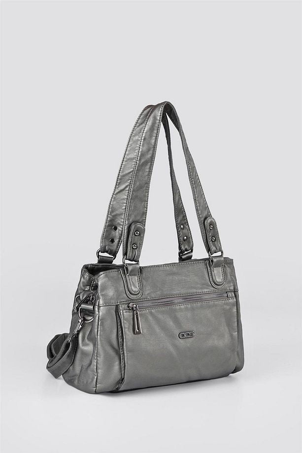 Zuwer Gri Cilt Omuz Çantası