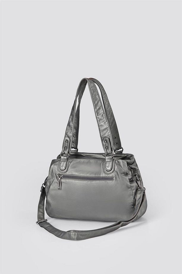 Zuwer Gri Cilt Omuz Çantası