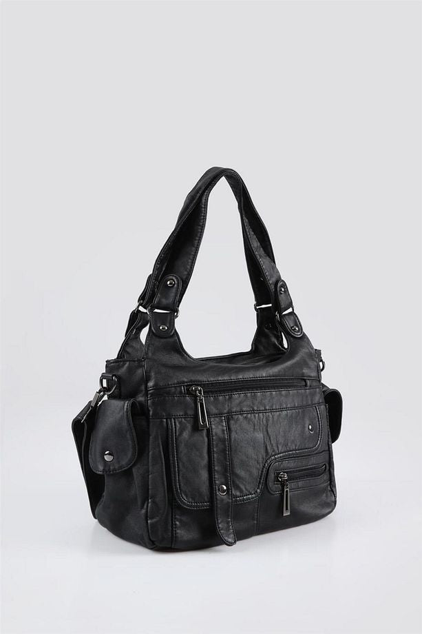 Pyser Siyah Cilt Omuz Çantası