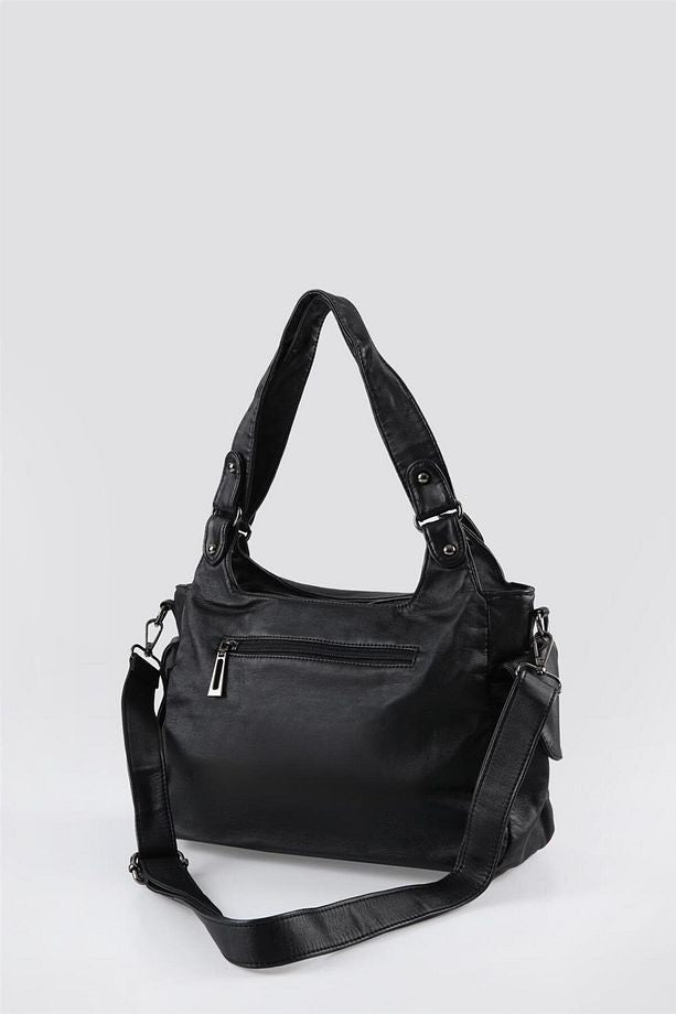 Pyser Siyah Cilt Omuz Çantası