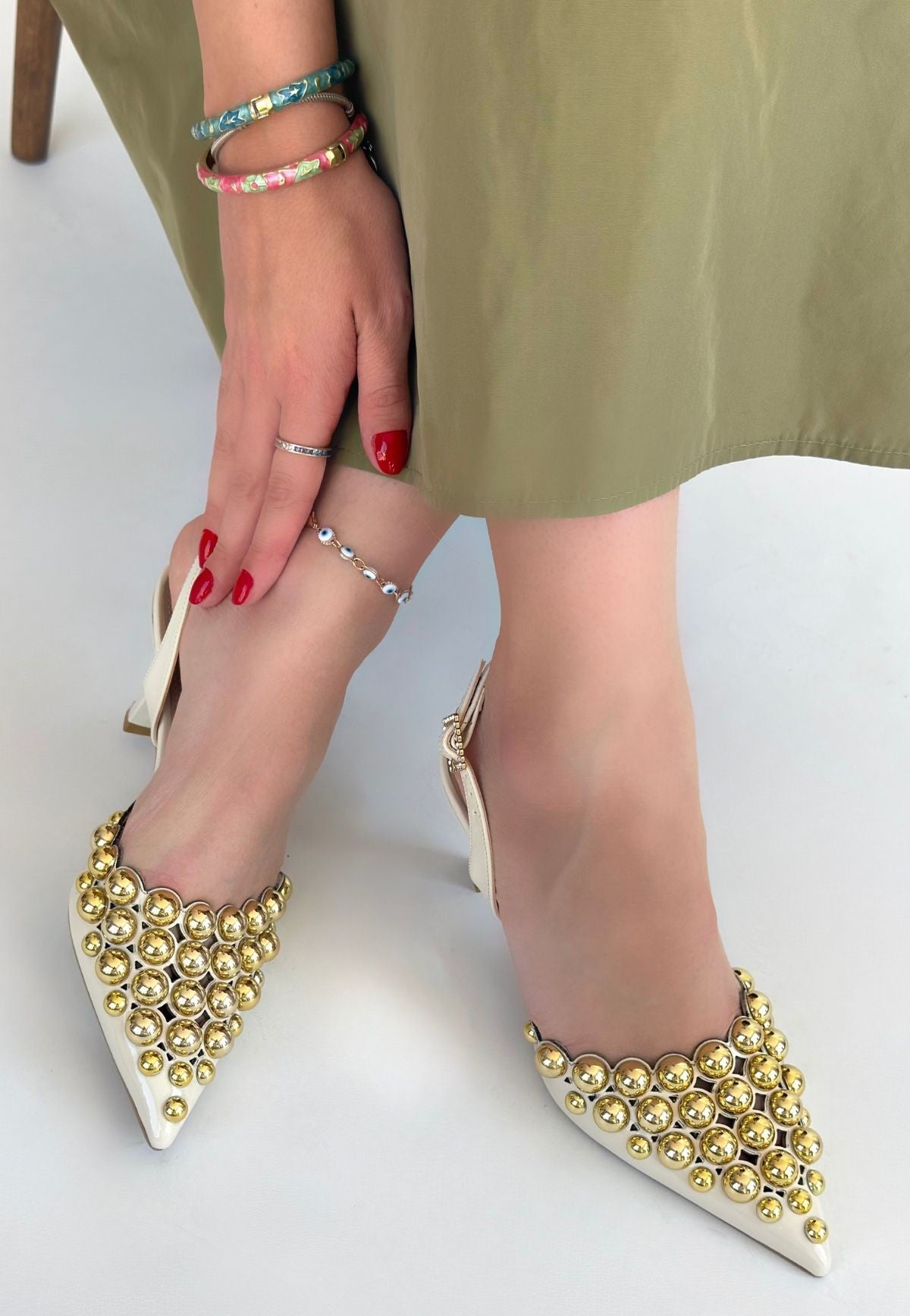 Makay Bej Rugan Topuklu Ayakkabı