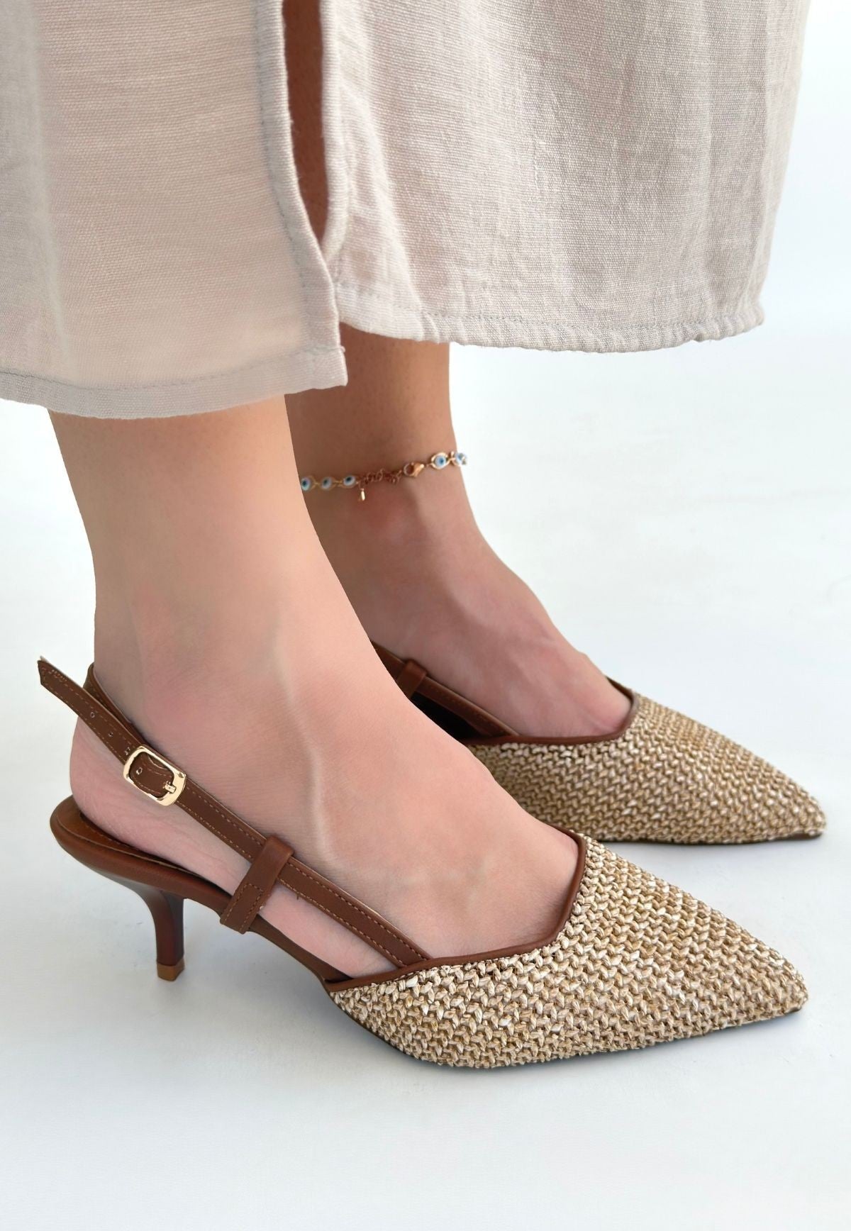 Natti Taba Cilt Topuklu Ayakkabı