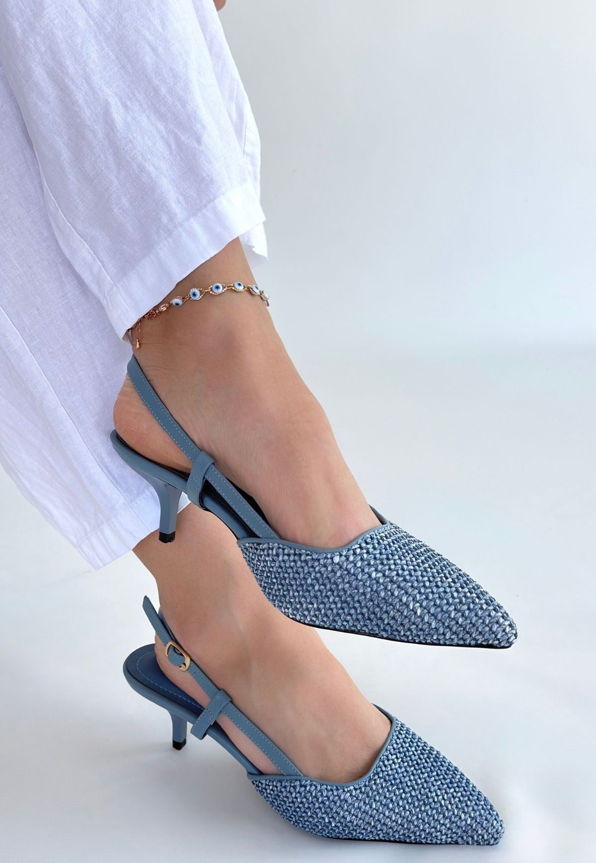 Natti Mavi Cilt Topuklu Ayakkabı